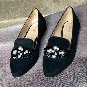 Talbots Black Pearl Embellished Loafers